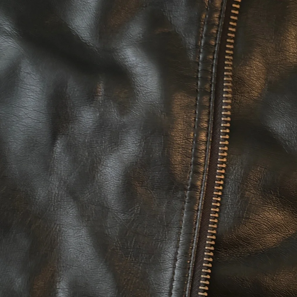 Classic Women’s Black Faux Leather Moto Jacket - Picture 4 of 4